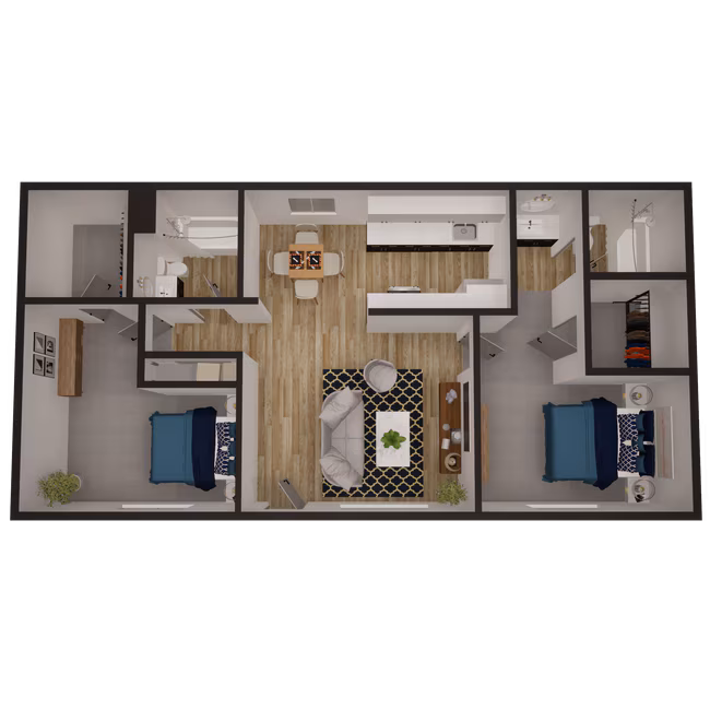 2x2 900sf Avanti Reno 1161 floor plan